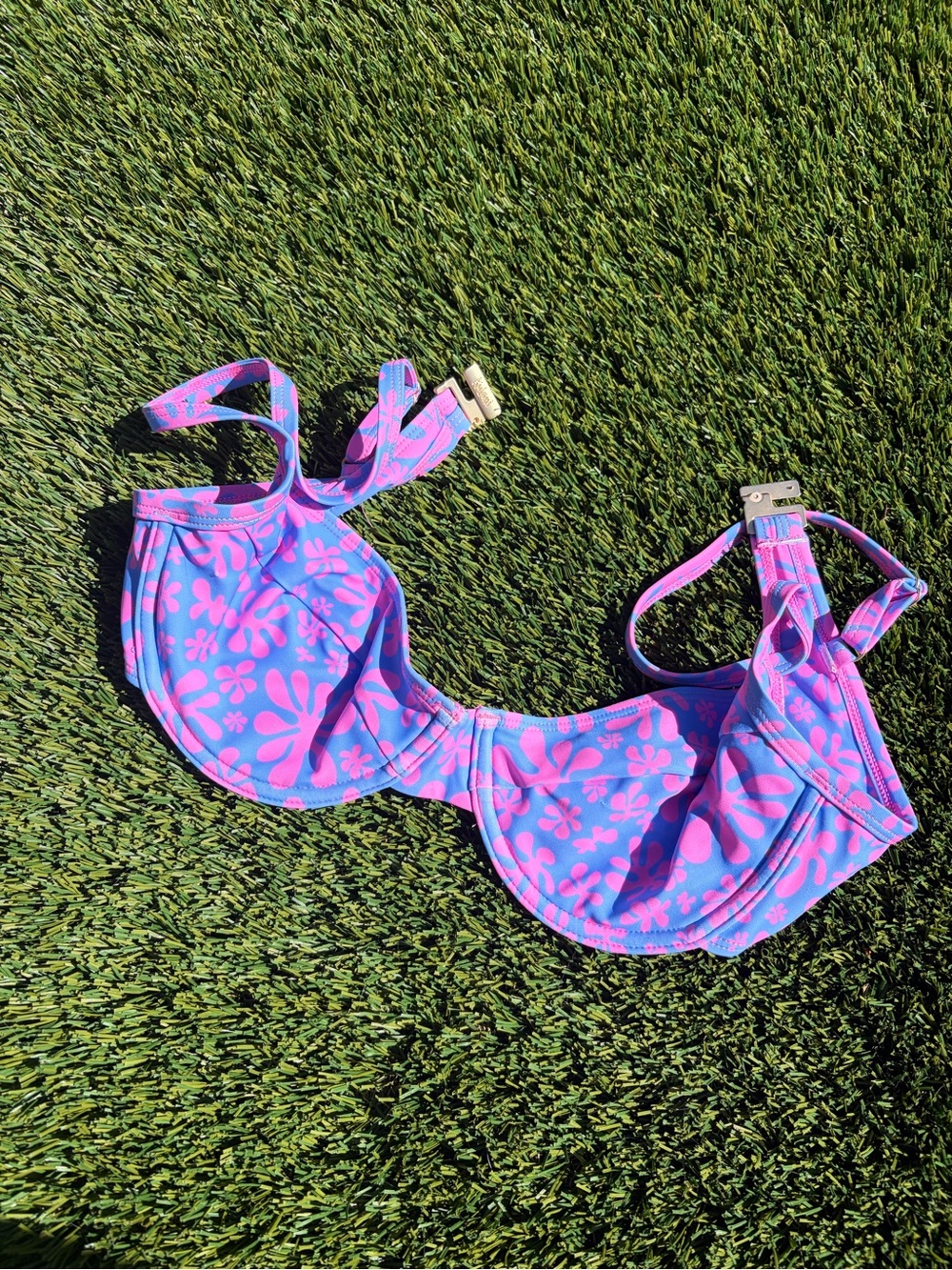 Kulani Kinis Purple and Pink Floral Underwire Bikini Top